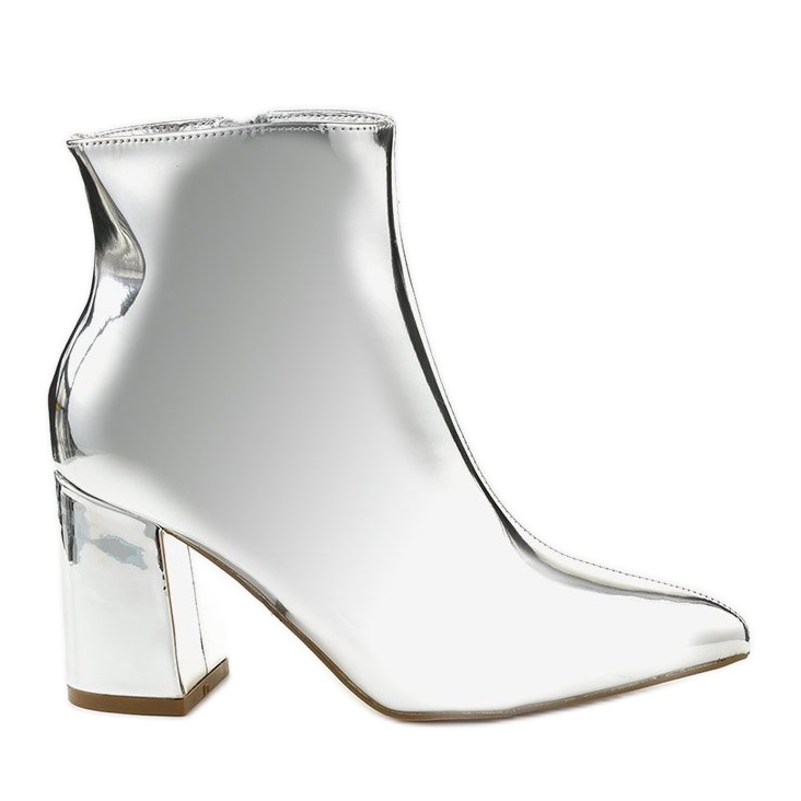 Silberne Stiefeletten am Pfosten SY50P Silberner Reißverschluss silber-