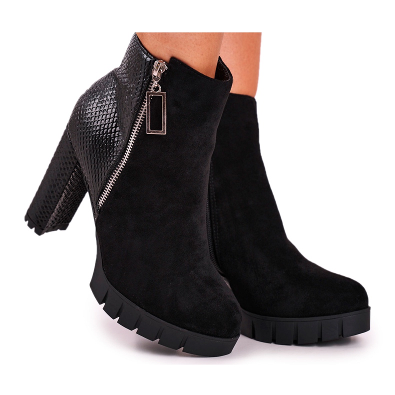 FB1 Damenstiefel mit Absatz Schwarz Cissy