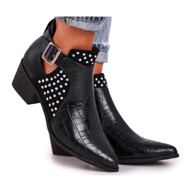 FB1 Damenstiefel mit High Heel Schnalle Schwarz Rontra
