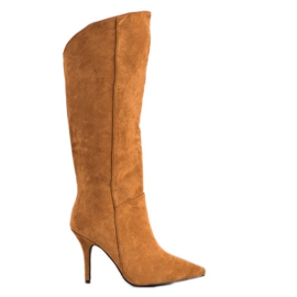 Seastar Wildlederstiefel auf einem hohen Absatz beige braun