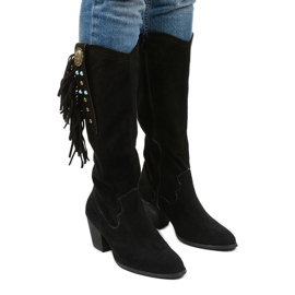 Schwarze Cowboystiefel aus Wildleder von Lamimeila