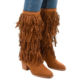 Camel Wildleder Cowboystiefel Boho Wystila braun