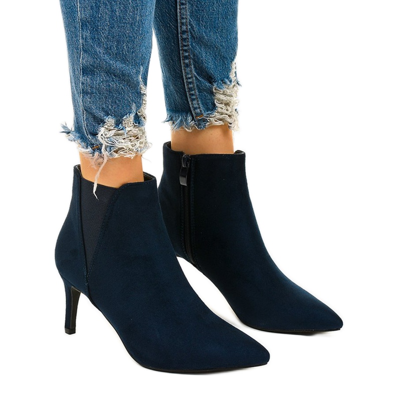 Marineblaue Stiefeletten mit Patter-Gummiband navy blau