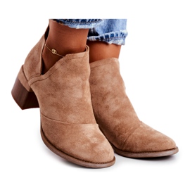 MSMG Damen Stiefeletten Cut Out Beige Mini Meliori