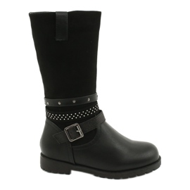Schwarze Mädchenstiefel mit Zirkonias Evento 20DZ60-3229