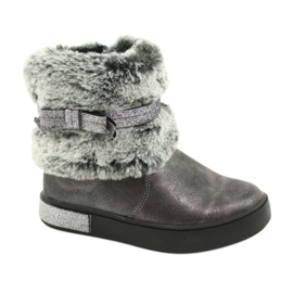 American Club Amerikanische GC26 / 20 Zinn-Reißverschlussstiefel silber- grau