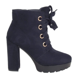 L8126 Marineblaue Plateaustiefel in Marineblau