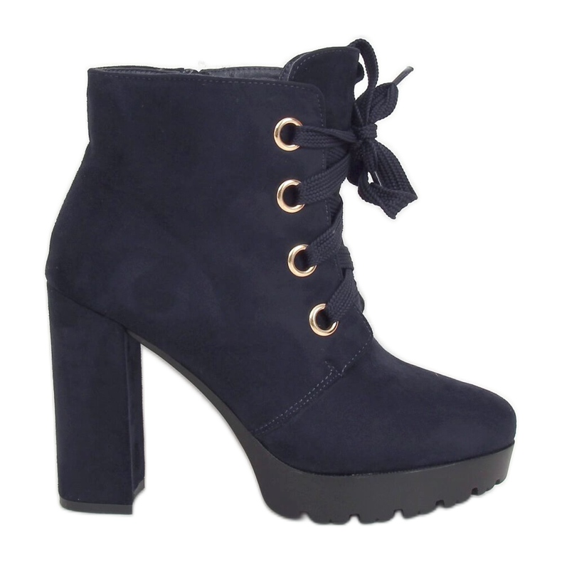 L8126 Marineblaue Plateaustiefel in Marineblau navy blau