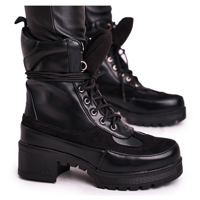 FS1 Hohe Schnürstiefel für Damen Schwarz Ridley