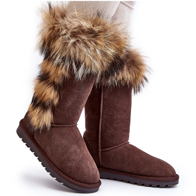 Warme Leder-Schneestiefel für Damen Camel Balvin braun