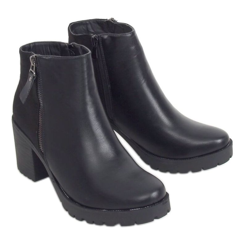Schwarze Stiefel mit breiten Absätzen 15-20 Schwarz