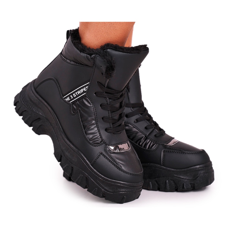 Marquiiz Damen-Sport-Schneestiefel mit Fell Black Euphoria schwarz