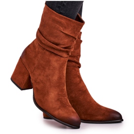 Vinceza Damen Öko-Wildleder Camel Up Side Boots an der Ferse braun