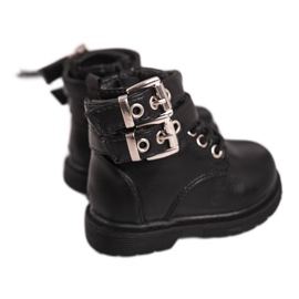 FRROCK Kinderstiefel mit Fell gewärmt Schwarz Valentina