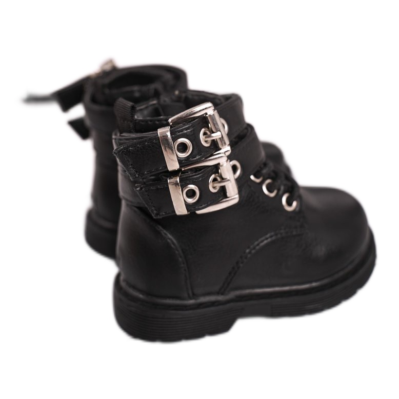 FRROCK Kinderstiefel mit Fell gewärmt Schwarz Valentina