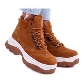 SEA Trekkingschuhe Damen Trapper Camel Greem braun