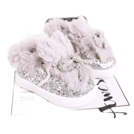 FRROCK Graue Mumi Graue Warme Kinder Turnschuhe silber-