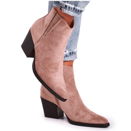 FB2 Khaki Loud High Heel Stiefel für Damen beige rosa
