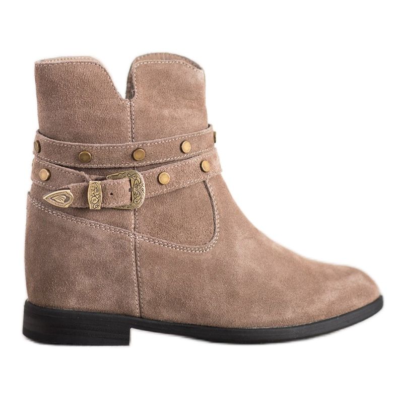 Filippo Verzierte Lederstiefeletten beige