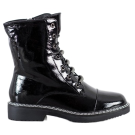 Goodin Lackierte Schnürstiefeletten schwarz