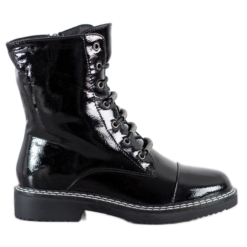 Goodin Lackierte Schnürstiefeletten schwarz