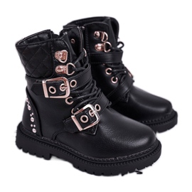FRROCK Pelzisolierte Kinderstiefel Black Dolly schwarz gold