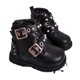 FRROCK Mit Fell gewärmte Kinderstiefel Black Mary schwarz