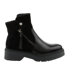 Schwarze Stiefel aus Öko-Leder und Öko-Wildleder mit Merriwa-Reißverschluss