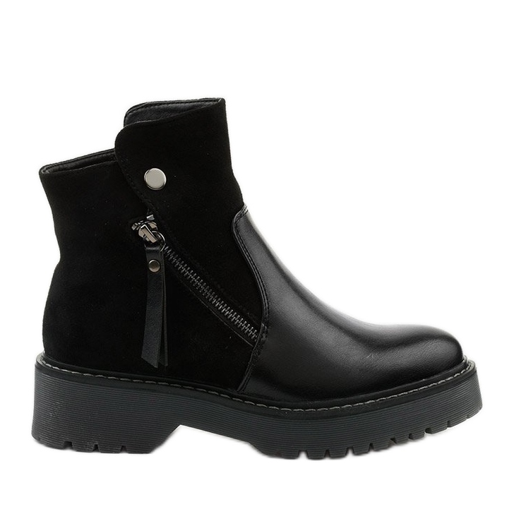 Schwarze Stiefel aus Öko-Leder und Öko-Wildleder mit Merriwa-Reißverschluss