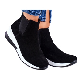 Vinceza Damen Sportschuhe Sneakers Schwarz Leder 21-7781 weiß