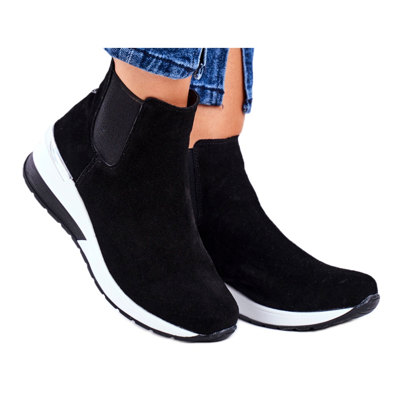 Vinceza Damen Sportschuhe Sneakers Schwarz Leder 21-7781 weiß