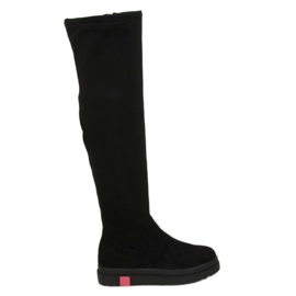 Overknee-Stiefel mit dicker Sohle schwarz NS135P Black