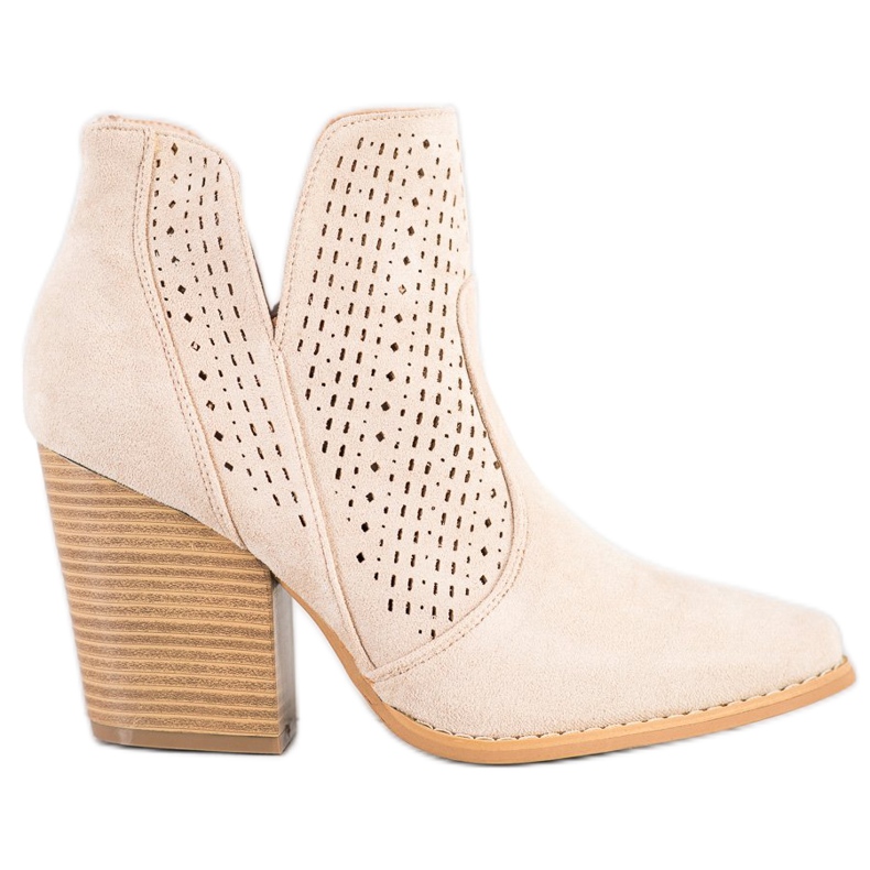 Bella Paris Durchbrochene Booties auf der Post beige