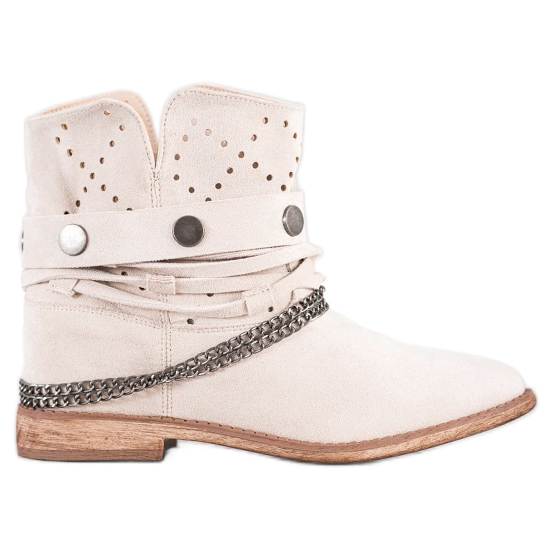 Bella Paris Stiefel mit Zierstreifen beige