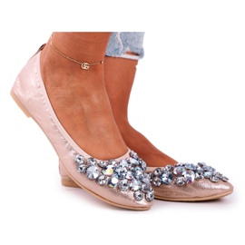 SEA Frauen Ballerinas mit goldenen Kristallsteinen