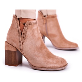 MSMG Stiefel für Damen mit Absatz in Khaki Meliori Dream