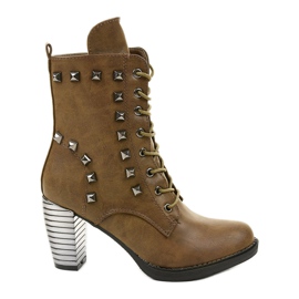 Khaki Stiefel am Pfosten aus Kunstleder F117 grün