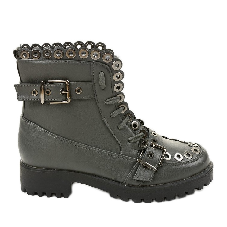 Graue isolierte Stiefel mit 1370-5 Schnalle