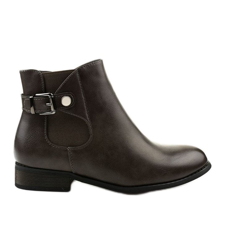 Graue flache Stiefeletten mit Gummizug und Reißverschluss 20Y8035-1