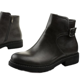 Graue flache isolierte Woodbreath Stiefel schwarz