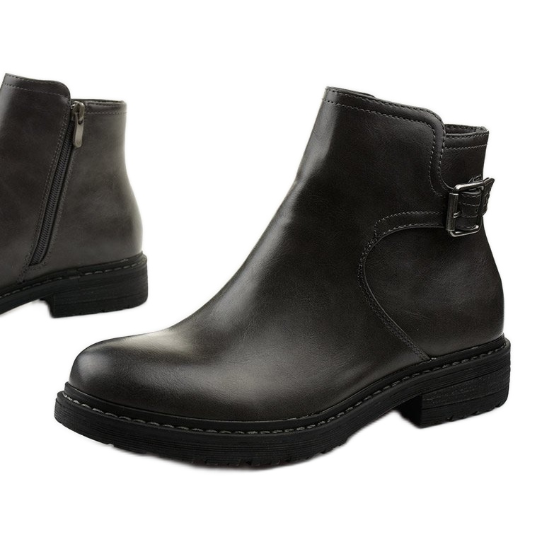 Graue flache isolierte Woodbreath Stiefel schwarz