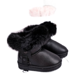 Apawwa Schwarze Marella isolierte Kinder-Schneestiefel mit Fell