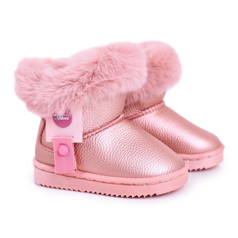 Apawwa Warme rosa Marella Kinder-Schneestiefel mit Fell