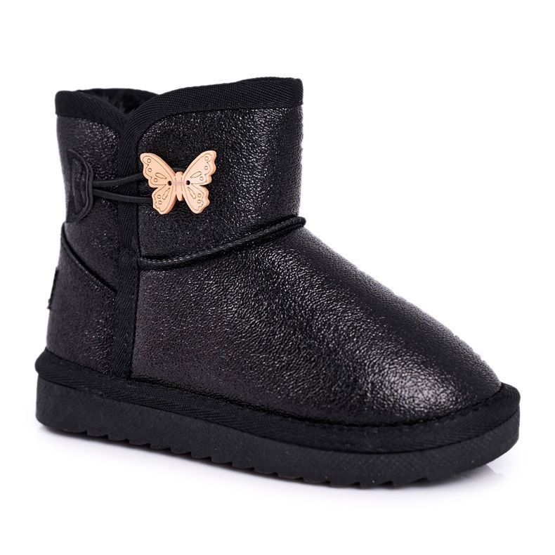 Apawwa Isolierte Kinder-Schneestiefel mit Schmetterling schwarz Cosmic