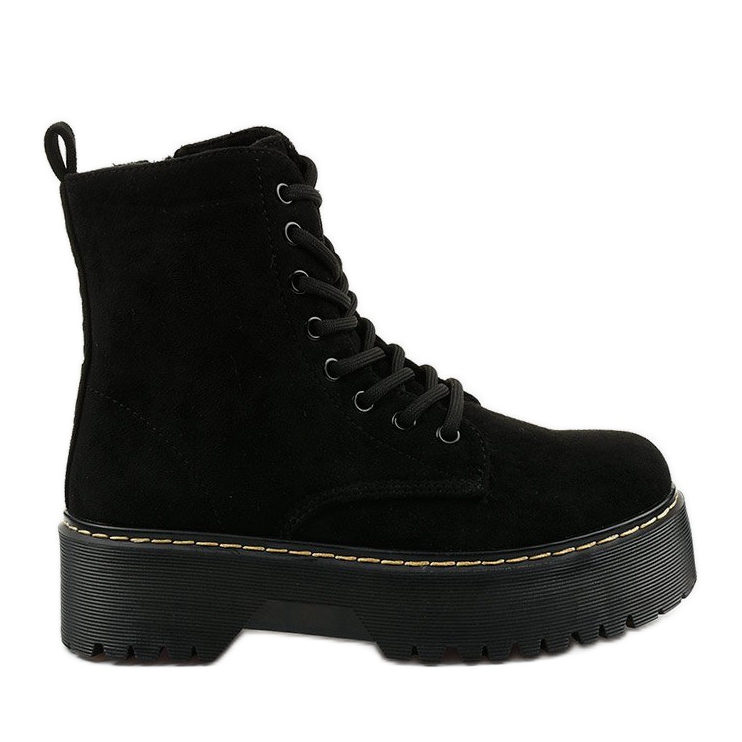 Schwarze Schnürstiefel aus Wildleder von Cataela