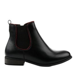 Schwarze flache Chelsea-Boots mit Gummizug 20Y8031-1