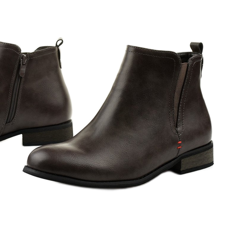 Graue isolierte Stiefel mit Simplegleam-Reißverschluss