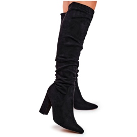 Damenstiefel mit Absatz Wildleder Schwarz Pometro