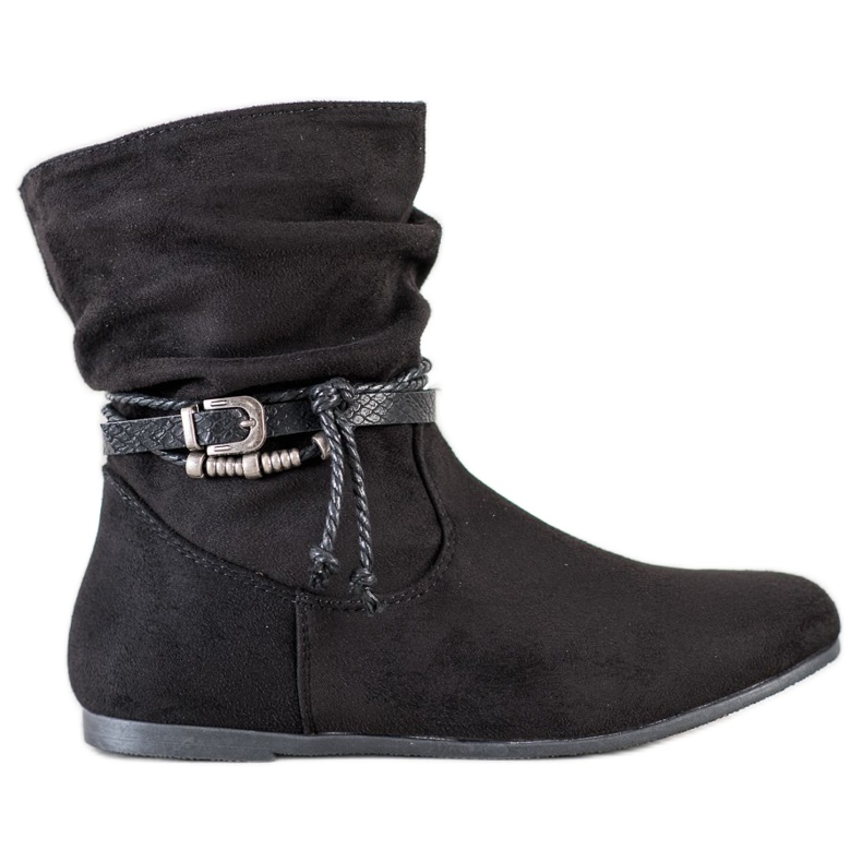SHELOVET Modische Wildlederstiefel schwarz