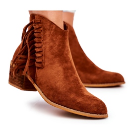 Damenstiefel mit hohem Absatz mit Fransen Cowboy Camel Mirage braun